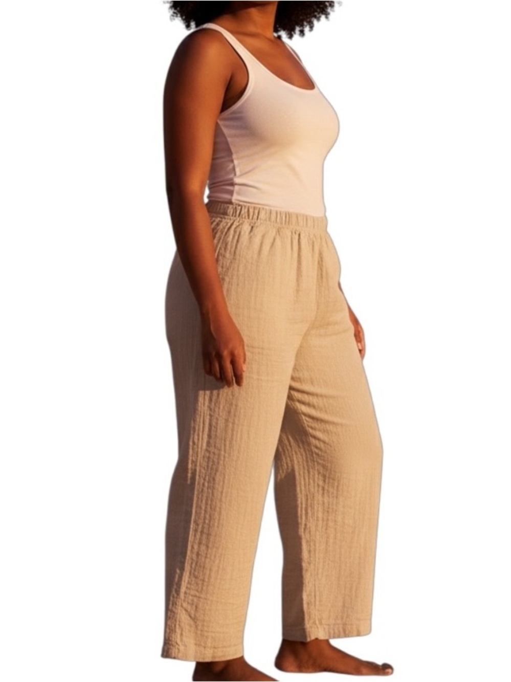 Soft Surroundings Crinkle Cotton Pull On Pants